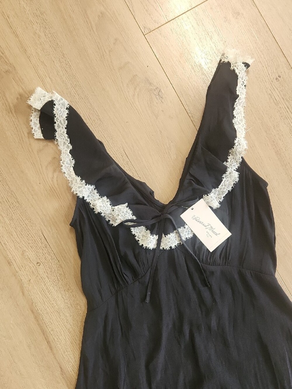 NWT Universal Thread Black Dress with White Lace Trim - Picture 3 of 6